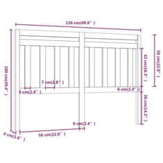 Vidaxl Čelo postele šedé 126 x 4 x 100 cm masivní borovice