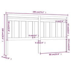Vidaxl Čelo postele šedé 186 x 4 x 100 cm masivní borovice