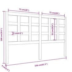 Vidaxl Čelo postele 156 x 4 x 100 cm masivní borovice