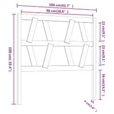 Vidaxl Čelo postele šedé 106 x 4 x 100 cm masivní borovice