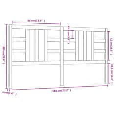 Vidaxl Čelo postele šedé 186 x 4 x 100 cm masivní borovice