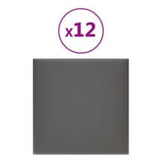 Vidaxl Nástěnné panely 12 ks šedé 30 x 30 cm umělá kůže 1,08 m²