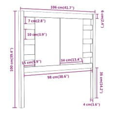 Vidaxl Čelo postele šedé 106 x 4 x 100 cm masivní borovice