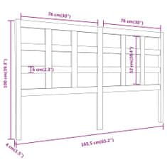 Vidaxl Čelo postele bílé 165,5 x 4 x 100 cm masivní borovice