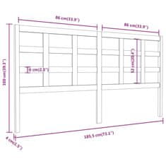 Vidaxl Čelo postele černé 185,5 x 4 x 100 cm masivní borovice