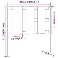 Vidaxl Čelo postele bílé 105,5 x 4 x 100 cm masivní borovice