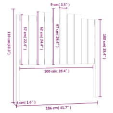 Vidaxl Čelo postele šedé 106 x 4 x 110 cm masivní borovice