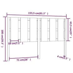 Vidaxl Čelo postele medově hnědé 155,5 x 4 x 100 cm masivní borovice