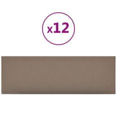 Vidaxl Nástěnné panely 12 ks cappuccino 90 x 30 cm umělá kůže 3,24 m²