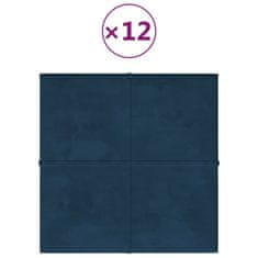 Vidaxl Nástěnné panely 12 ks modré 30 x 30 cm samet 1,08 m²