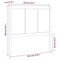 Vidaxl Čelo postele černé 95,5 x 4 x 100 cm masivní borovice