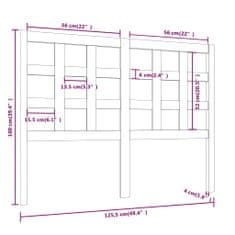 Vidaxl Čelo postele černé 125,5 x 4 x 100 cm masivní borovice