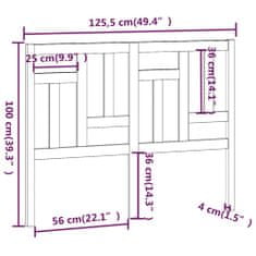 Vidaxl Čelo postele šedé 125,5 x 4 x 100 cm masivní borovice