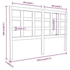 Vidaxl Čelo postele šedé 145,5 x 4 x 100 cm masivní borovice