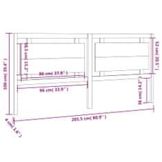 Vidaxl Čelo postele 205,5 x 4 x 100 cm masivní borovice