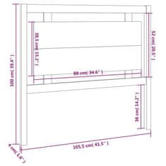 Vidaxl Čelo postele bílé 105,5 x 4 x 100 cm masivní borovice