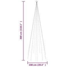 Vidaxl Vánoční stromek na stožár 310 modrých LED diod 300 cm