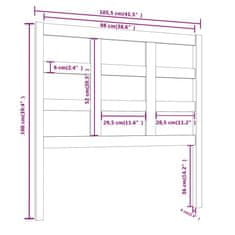 Vidaxl Čelo postele černé 105,5 x 4 x 100 cm masivní borovice