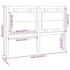 Vidaxl Čelo postele šedé 145,5 x 4 x 100 cm masivní borovice