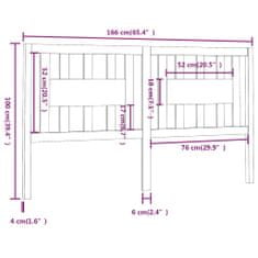 Vidaxl Čelo postele černé 166 x 4 x 100 cm masivní borovice