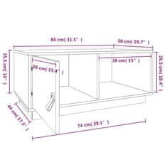 Vidaxl Konferenční stolek bílý 80x50x35,5 cm masivní borové dřevo