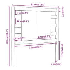 Vidaxl Čelo postele bílé 81 x 4 x 100 cm masivní borovice