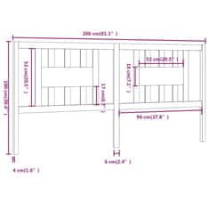 Vidaxl Čelo postele 206 x 4 x 100 cm masivní borovice