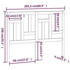 Vidaxl Čelo postele šedé 205,5 x 4 x 100 cm masivní borovice