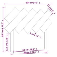 Vidaxl Čelo postele šedé 104 x 3 x 80,5 cm masivní borovice