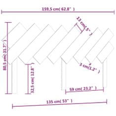 Vidaxl Čelo postele šedé 159,5 x 3 x 80,5 cm masivní borovice