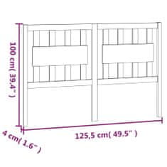 Vidaxl Čelo postele šedé 125,5 x 4 x 100 cm masivní borovice