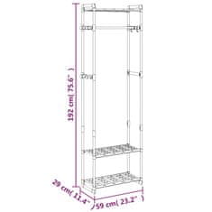 Vidaxl 3patrový stojan na oblečení stříbrný 59 x 29 x 192 cm hliník