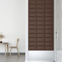 Vidaxl Nástěnné panely 12 ks hnědé 30 x 15 cm umělá kůže 0,54 m²