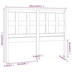 Vidaxl Čelo postele bílé 145,5 x 4 x 100 cm masivní borovice