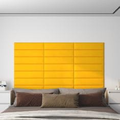 Vidaxl Nástěnné panely 12 ks žluté 60 x 15 cm samet 1,08 m²