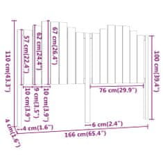Vidaxl Čelo postele černé 166 x 4 x 110 cm masivní borovice