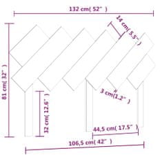 Vidaxl Čelo postele šedé 132 x 3 x 81 cm masivní borovice