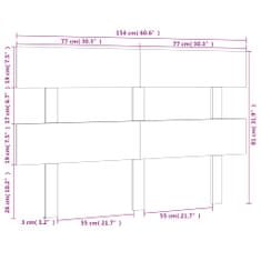Vidaxl Čelo postele šedé 154 x 3 x 81 cm masivní borovice