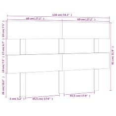 Vidaxl Čelo postele šedé 138 x 3 x 81 cm masivní borovice