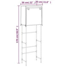 Vidaxl 2patrový úložný regál nad toaletu Krém 56 x 30 x 170 cm železo