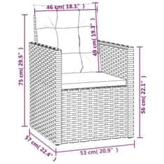 Vidaxl 3dílná zahradní sedací souprava s poduškami polyratan černá