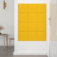 Vidaxl Nástěnné panely 12 ks žluté 30 x 30 cm samet 1,08 m²