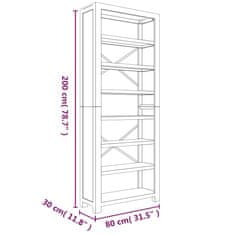 Vidaxl Knihovna se 7 policemi 80 x 30 x 200 cm masivní akáciové dřevo