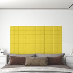 Vidaxl Nástěnné panely 12 ks světle žluté 30x15 cm textil 0,54 m²
