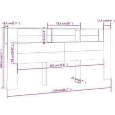 Vidaxl Čelo postele s úložným prostorem hnědý dub 220x18,5x104,5 cm