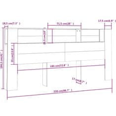 Vidaxl Čelo postele s úložným prostorem šedé sonoma 220x18,5x104,5 cm