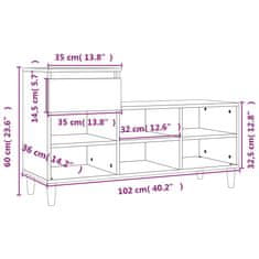 Vidaxl Botník bílý s vysokým leskem 102x36x60 cm kompozitní dřevo