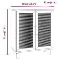 Vidaxl Příborník bílý 60x30x70 cm masivní borovice a přírodní ratan