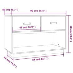 Vidaxl TV skříňka šedá 90 x 40 x 60 cm masivní borové dřevo