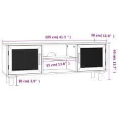 Vidaxl TV stolek bílá 105x30x40 cm masivní borovice a přírodní ratan